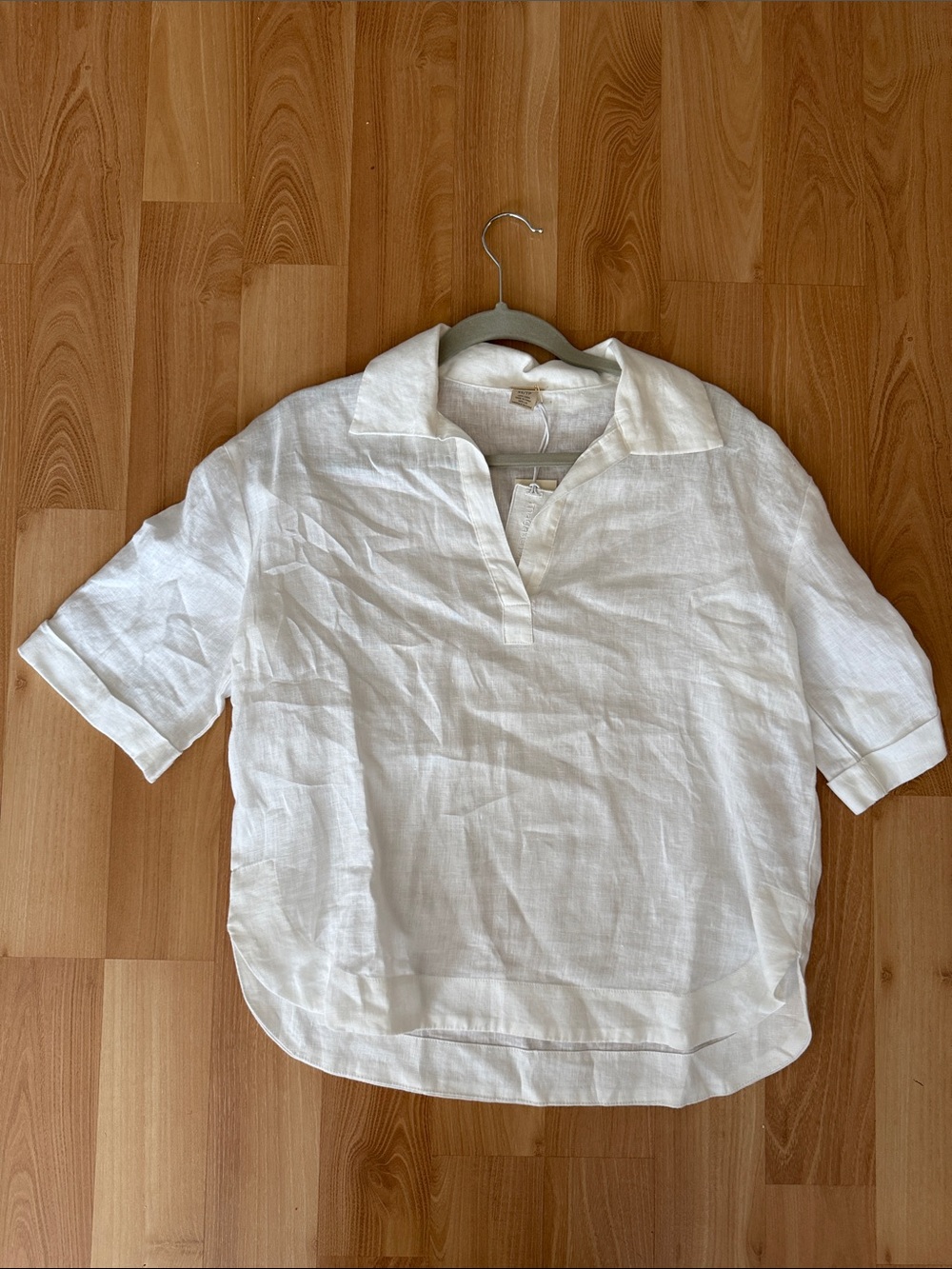Magaschoni White Linen Polo Blouse